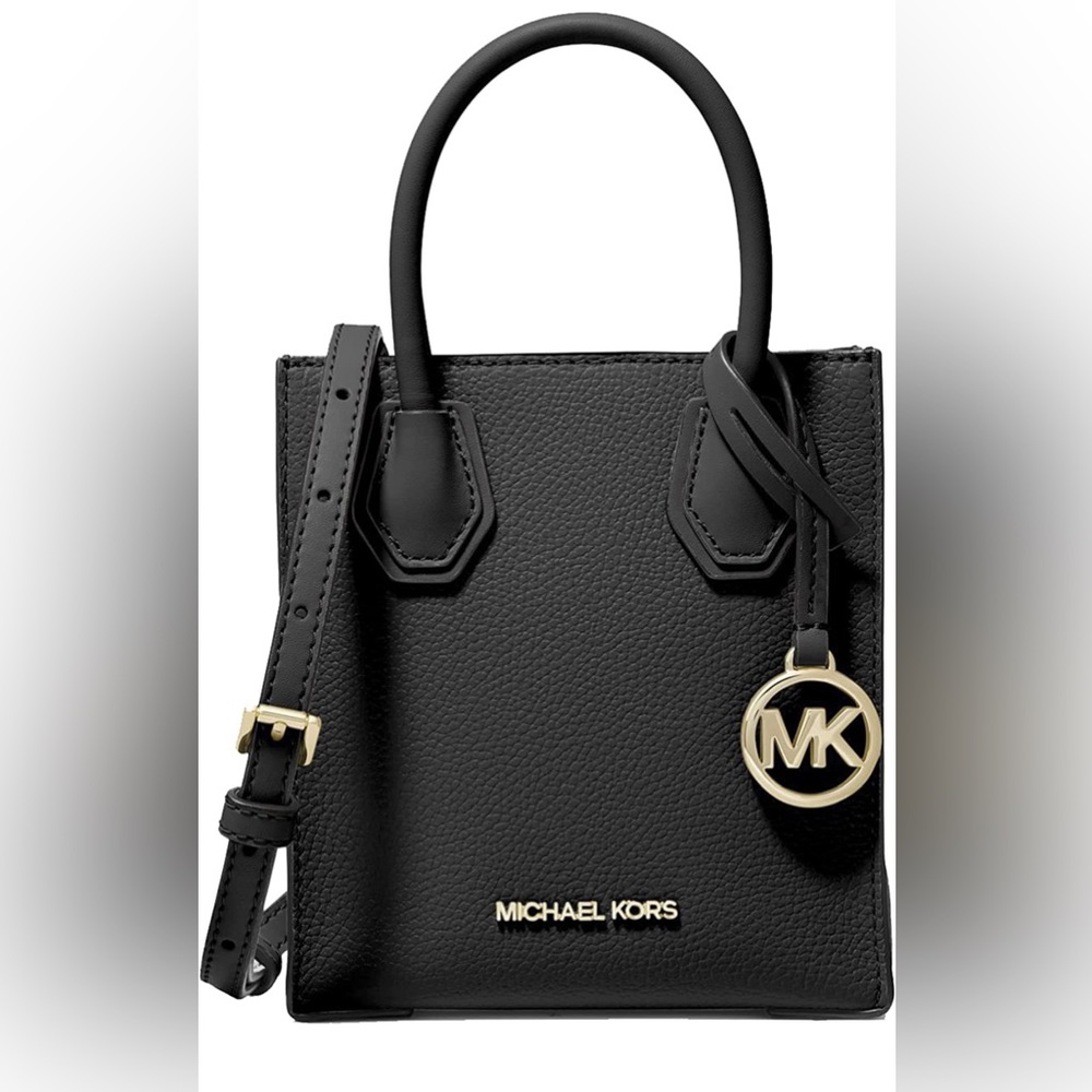 Michael Kors Mercer Extra-Small Pebbled Leather Crossbody Bag Black